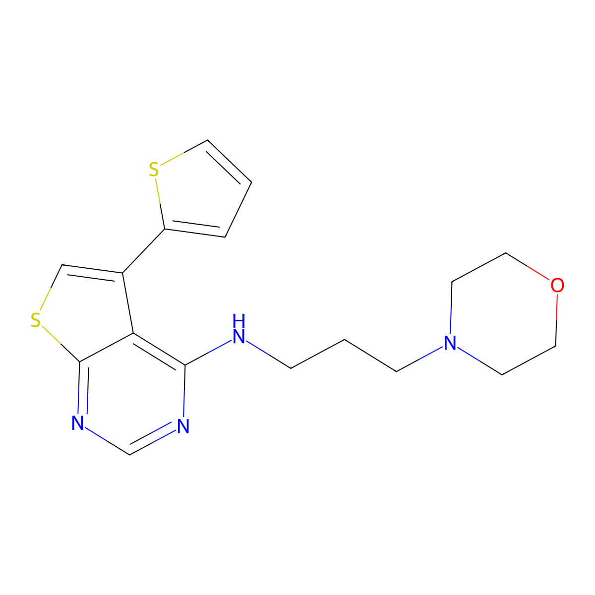 N-[3-(morpholin-4-yl)propyl]-5-(thiophen-2-yl)thieno[2,3-d]pyrimidin-4-amine molecular structure, CAS 708280-22-2