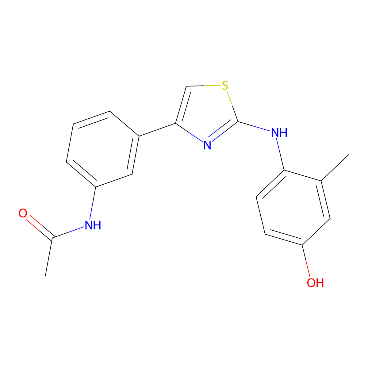 N-[3-[2-(4-hydroxy-2-methylanilino)-1,3-thiazol-4-yl]phenyl]acetamide molecular structure, CAS 708280-26-6