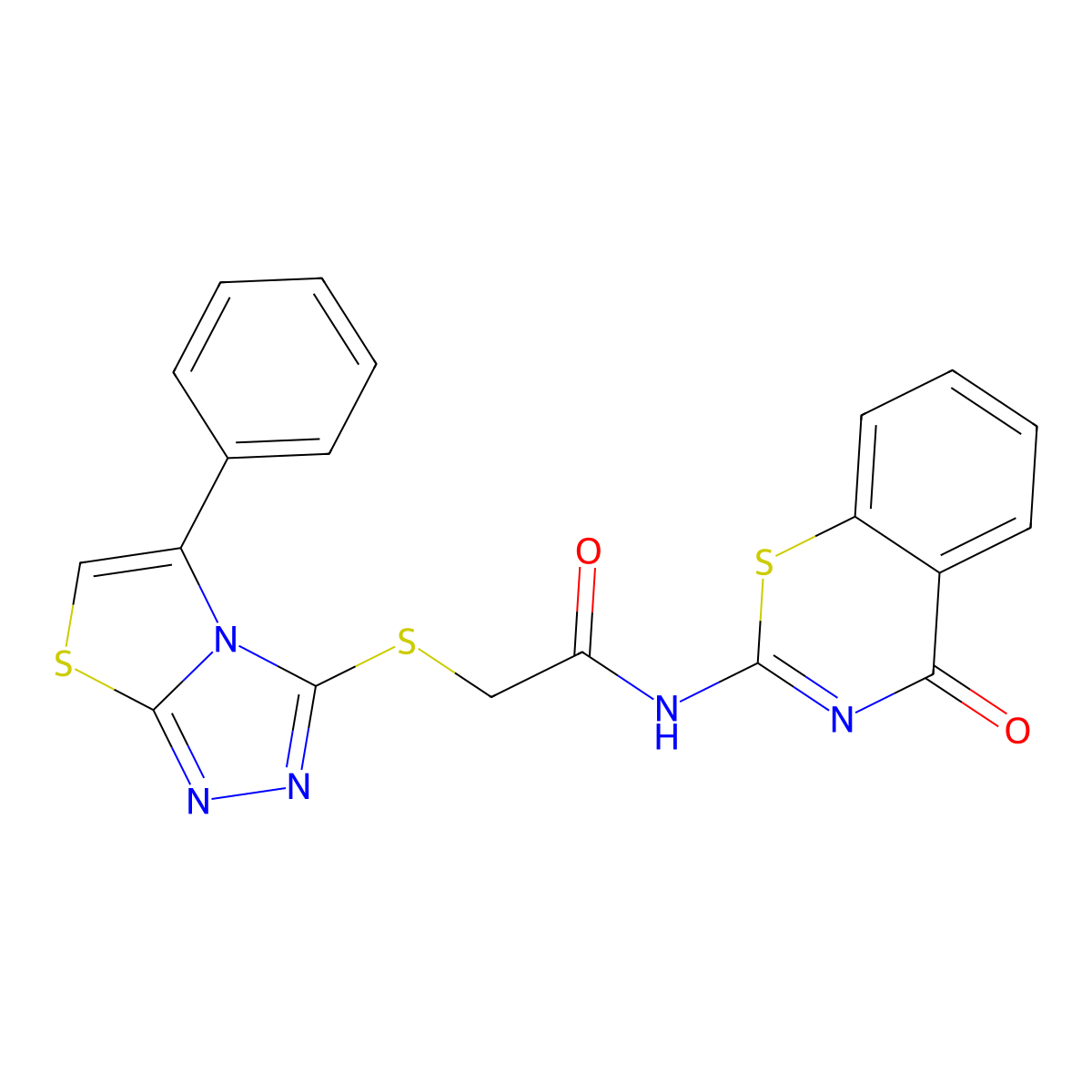 N-(4-oxo-4H-1,3-benzothiazin-2-yl)-2-[(5-phenyl[1,3]thiazolo[2,3-c][1,2,4]triazol-3-yl)sulfanyl]acetamide molecular structure, CAS 708280-28-8