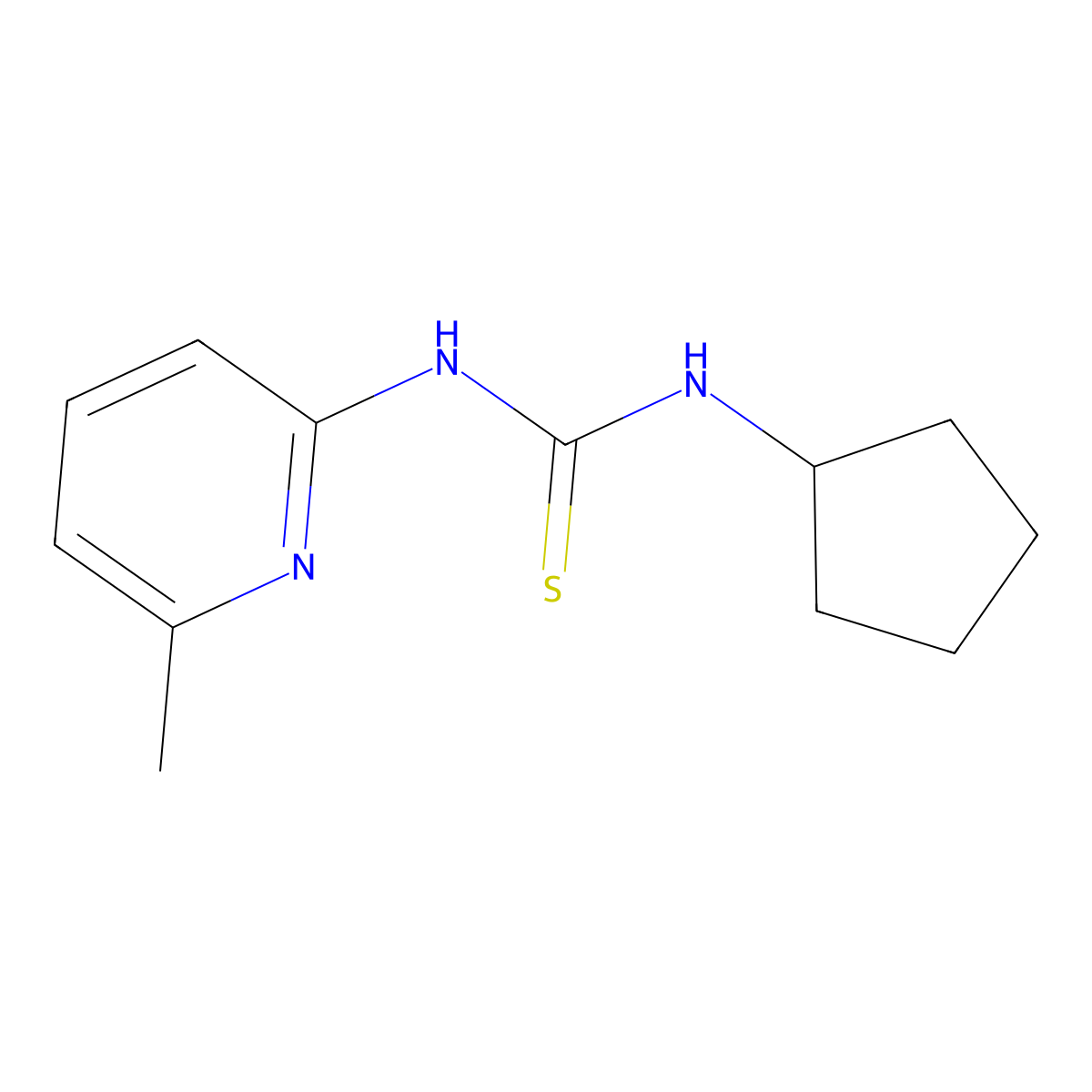 1-Cyclopentyl-3-(6-methylpyridin-2-yl)thiourea molecular structure, CAS 708280-44-8