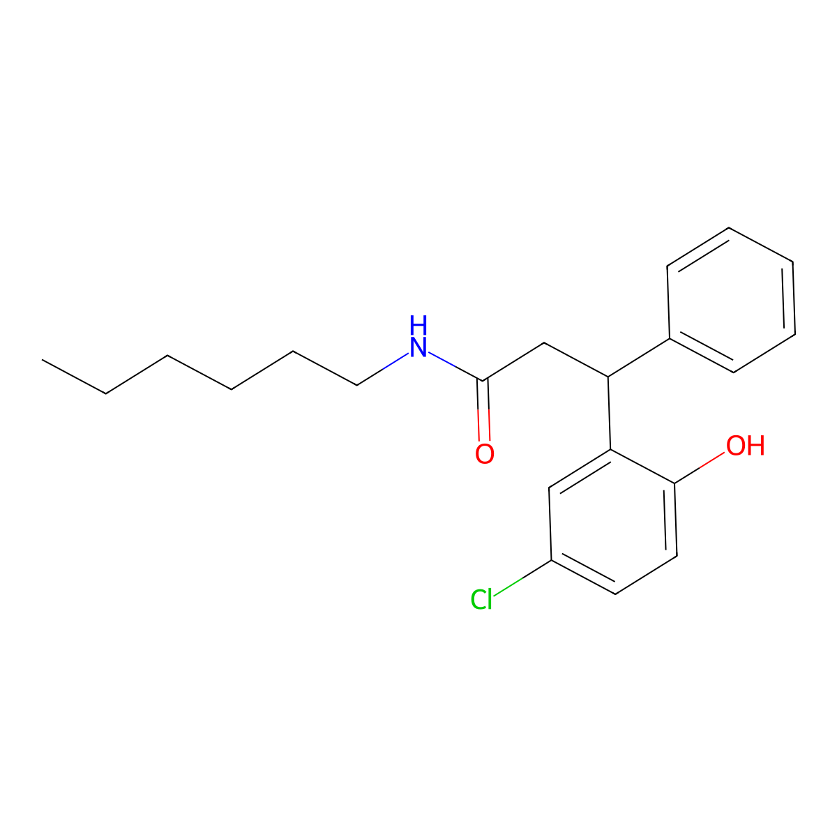 3-(5-chloro-2-hydroxyphenyl)-N-hexyl-3-phenylpropanamide molecular structure, CAS 708280-50-6