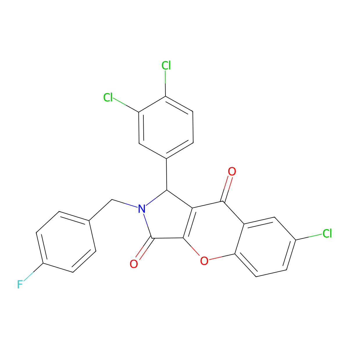 7-chloro-1-(3,4-dichlorophenyl)-2-[(4-fluorophenyl)methyl]-1H-chromeno[2,3-c]pyrrole-3,9-dione molecular structure, CAS 708280-63-1