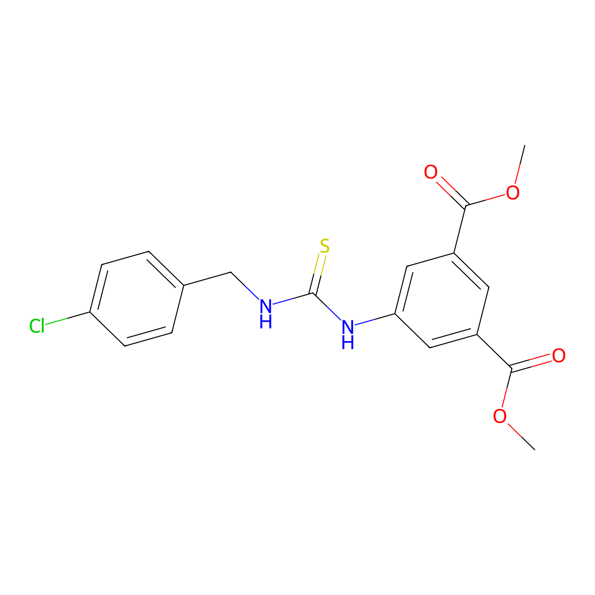 Dimethyl 5-({[(4-chlorobenzyl)amino]carbonothioyl}amino)isophthalate molecular structure, CAS 708280-78-8
