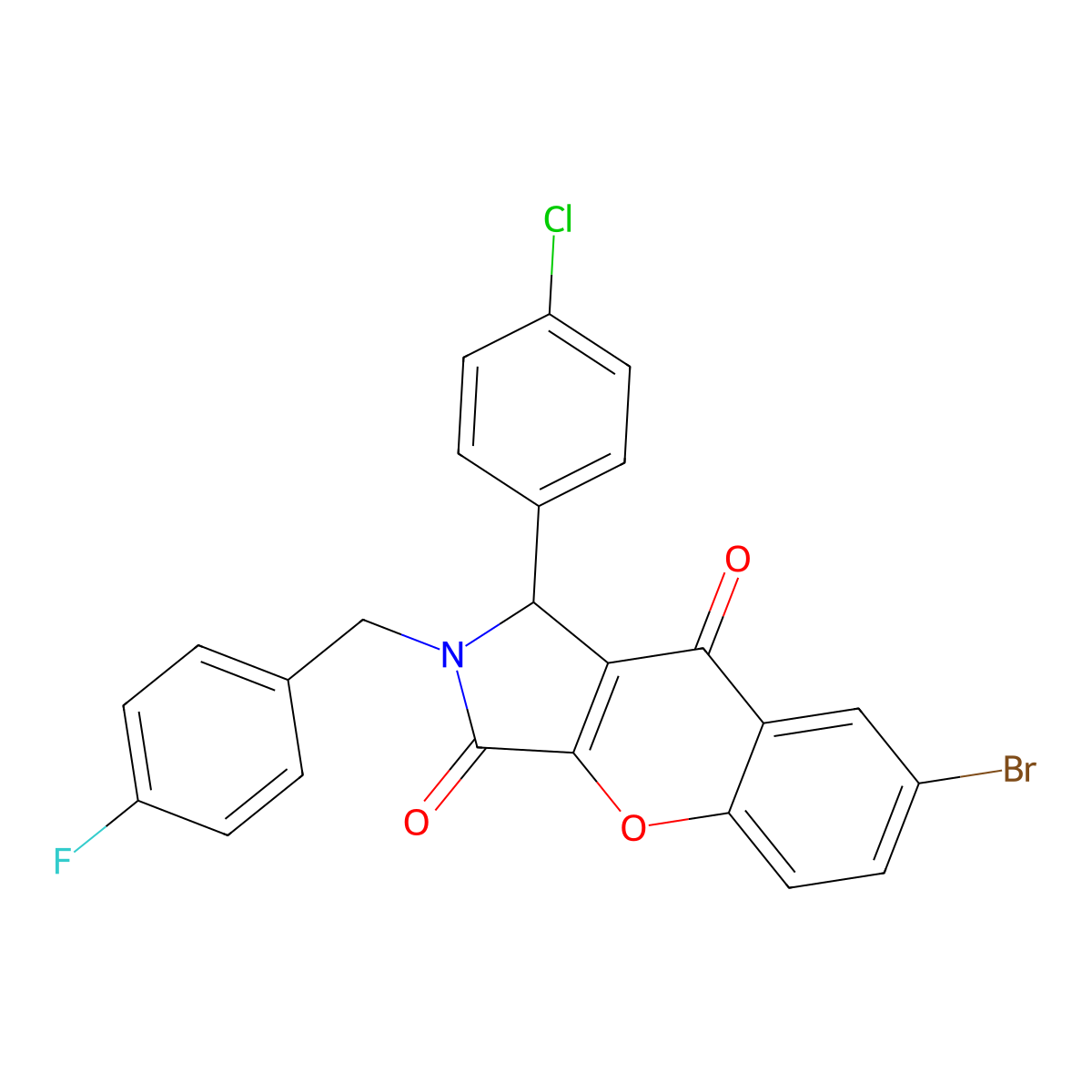 7-bromo-1-(4-chlorophenyl)-2-[(4-fluorophenyl)methyl]-1H-chromeno[2,3-c]pyrrole-3,9-dione molecular structure, CAS 708280-80-2
