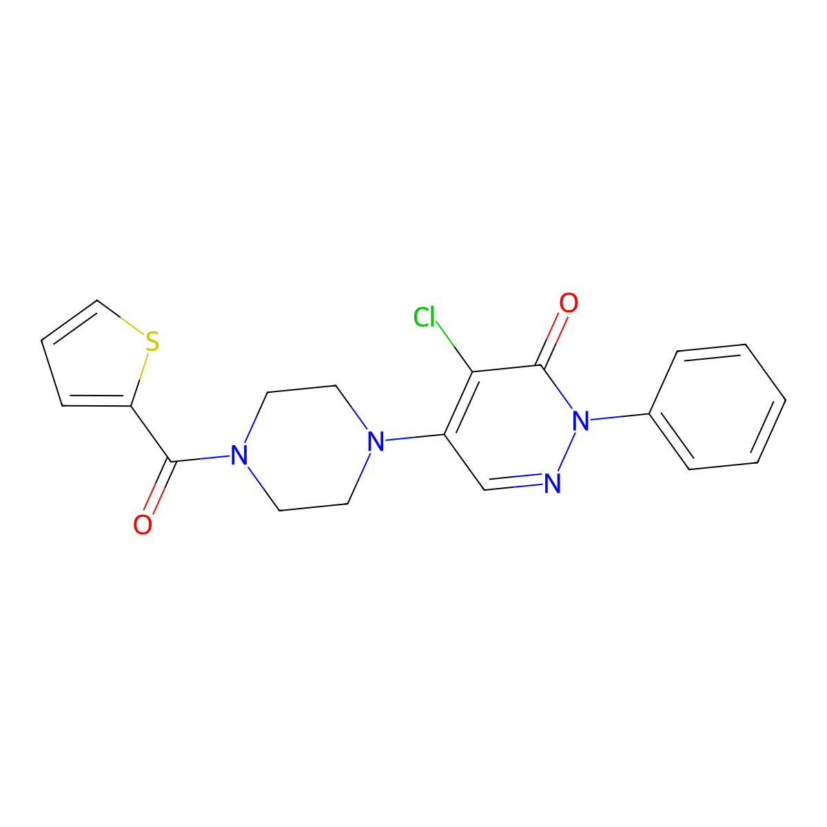 4-Chloro-2-phenyl-5-[4-(thiophene-2-carbonyl)piperazin-1-yl]pyridazin-3-one molecular structure, CAS 708280-84-6