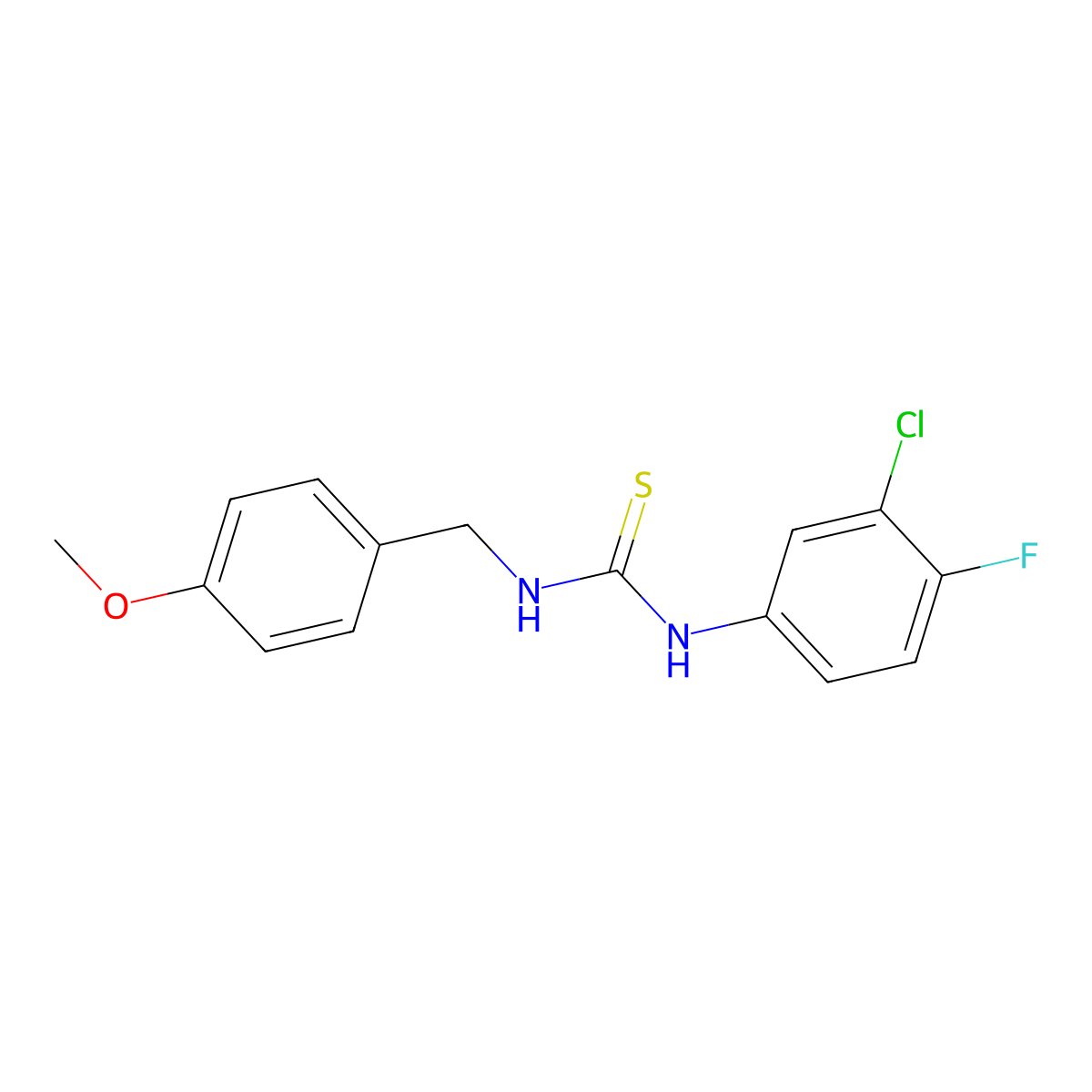 N-(3-chloro-4-fluorophenyl)-N'-(4-methoxybenzyl)thiourea molecular structure, CAS 708280-85-7