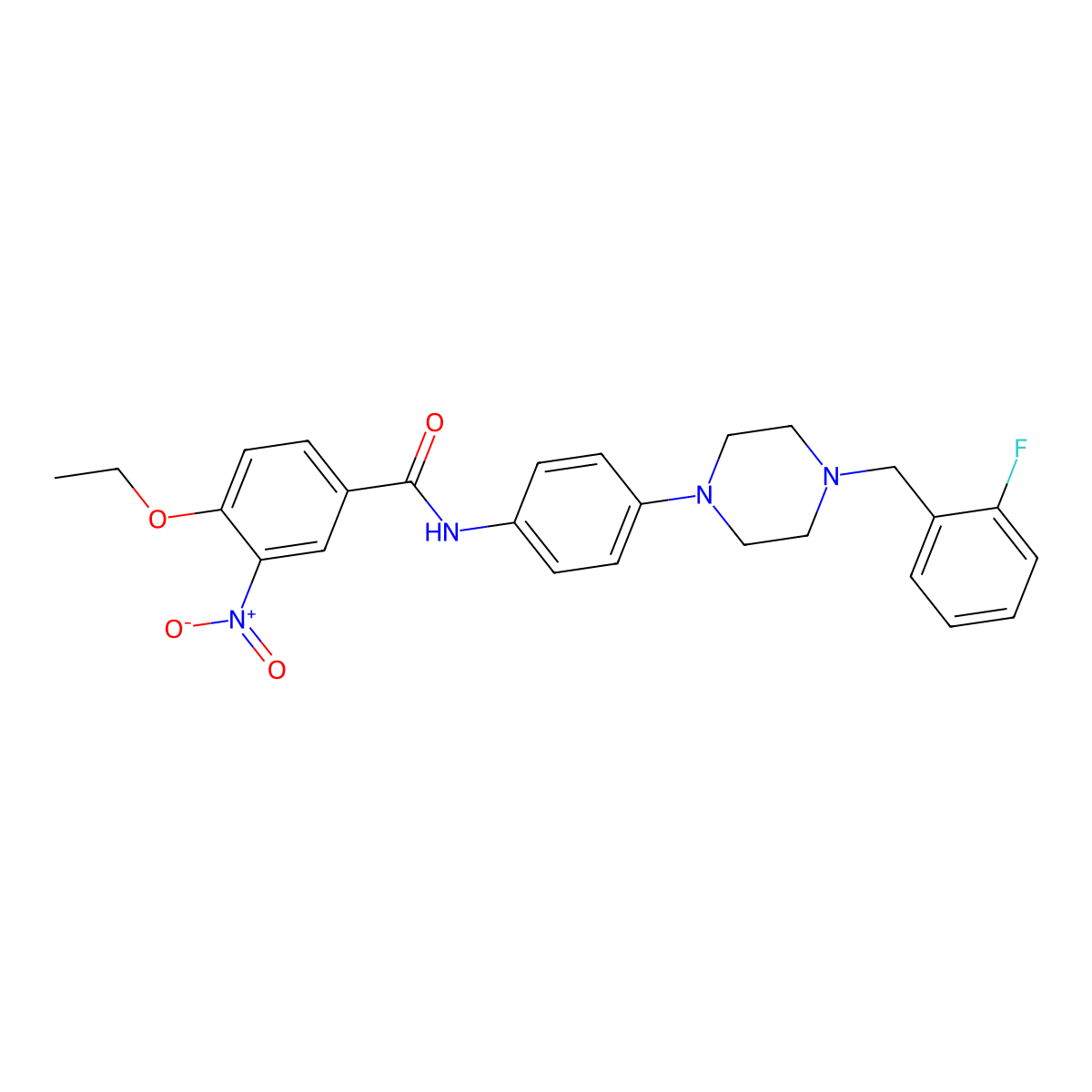 4-ethoxy-N-[4-[4-[(2-fluorophenyl)methyl]piperazin-1-yl]phenyl]-3-nitrobenzamide molecular structure, CAS 708280-92-6