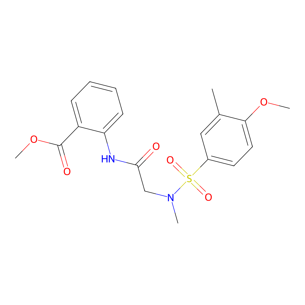 methyl 2-({N-[(4-methoxy-3-methylphenyl)sulfonyl]-N-methylglycyl}amino)benzoate molecular structure, CAS 708281-00-9