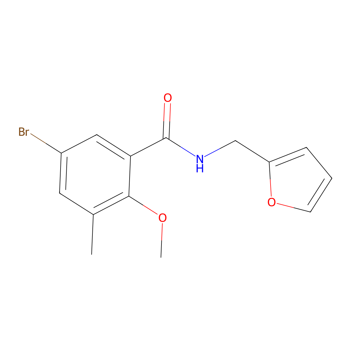 5-bromo-N-(furan-2-ylmethyl)-2-methoxy-3-methylbenzamide molecular structure, CAS 708281-06-5