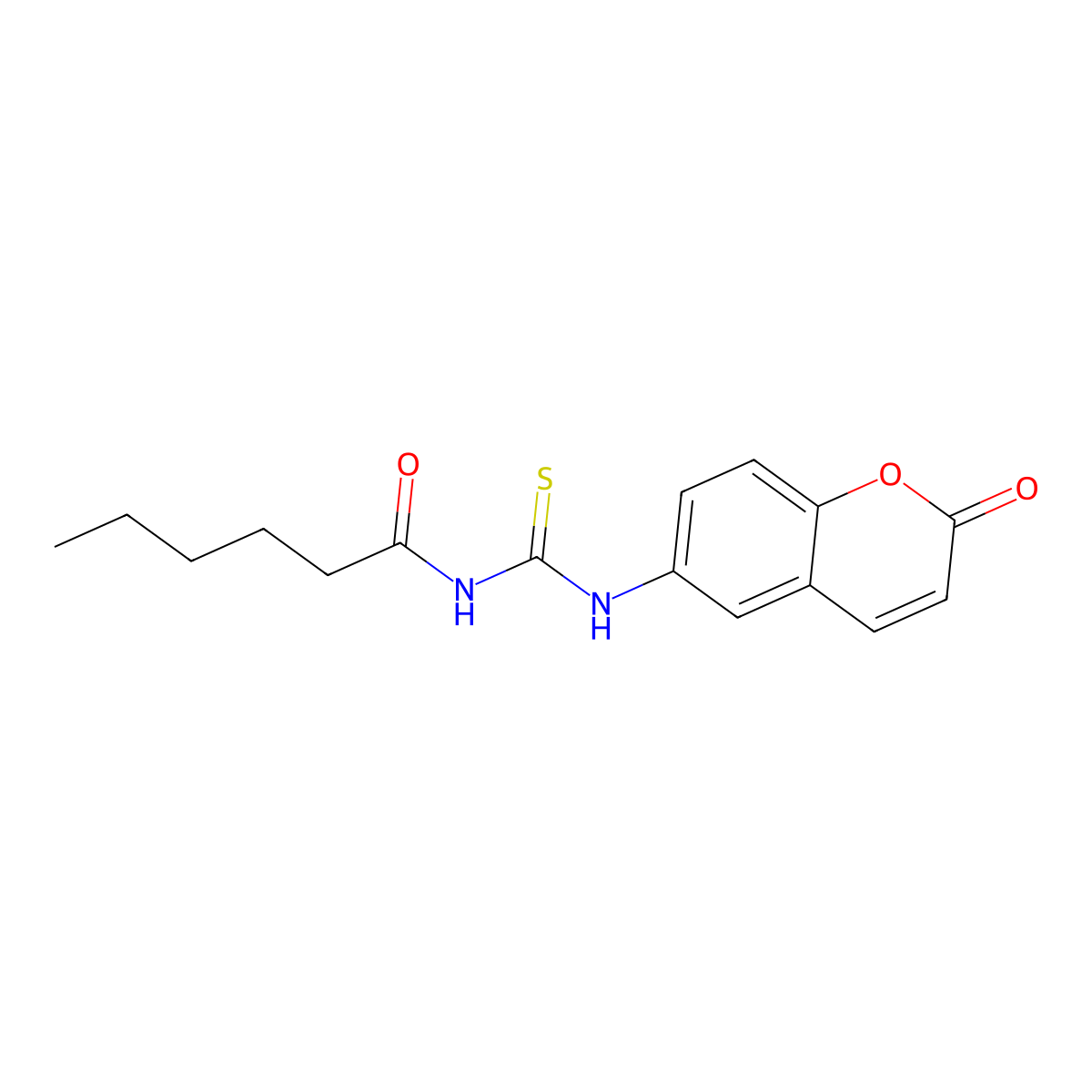 N-[(2-oxochromen-6-yl)carbamothioyl]hexanamide molecular structure, CAS 708281-08-7