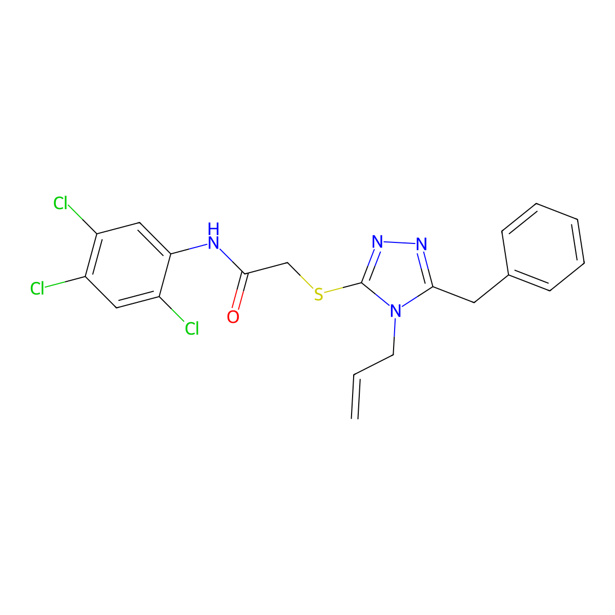 2-[(5-benzyl-4-prop-2-enyl-1,2,4-triazol-3-yl)sulfanyl]-N-(2,4,5-trichlorophenyl)acetamide molecular structure, CAS 708281-17-8