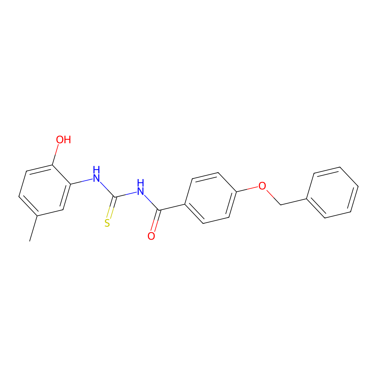 N-[(2-hydroxy-5-methylphenyl)carbamothioyl]-4-phenylmethoxybenzamide molecular structure, CAS 708281-31-6