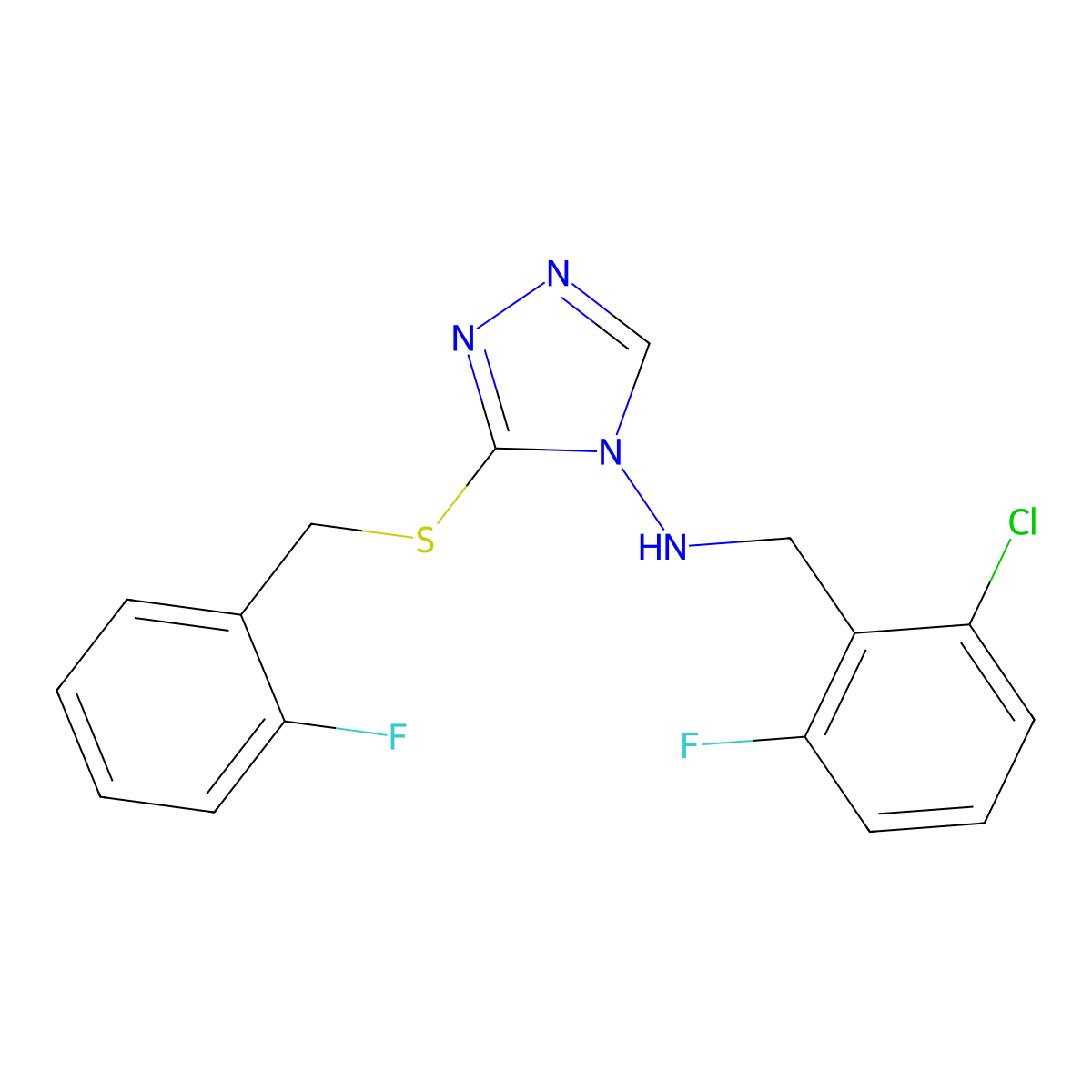 N-[(2-chloro-6-fluorophenyl)methyl]-3-[(2-fluorophenyl)methylsulfanyl]-1,2,4-triazol-4-amine molecular structure, CAS 708281-85-0