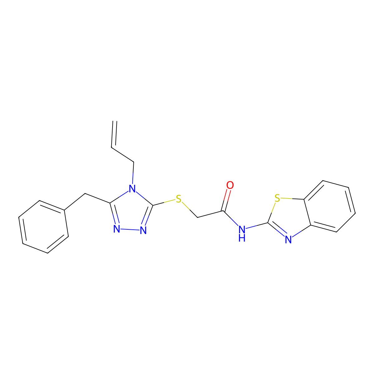 N-(1,3-benzothiazol-2-yl)-2-[(5-benzyl-4-prop-2-enyl-1,2,4-triazol-3-yl)sulfanyl]acetamide molecular structure, CAS 708281-98-5