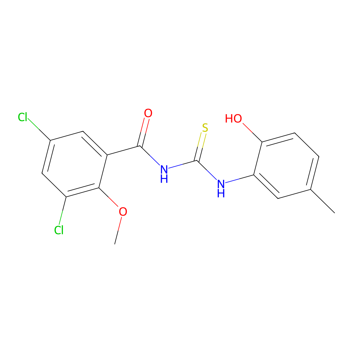 3,5-dichloro-N-[(2-hydroxy-5-methylphenyl)carbamothioyl]-2-methoxybenzamide molecular structure, CAS 708282-13-7