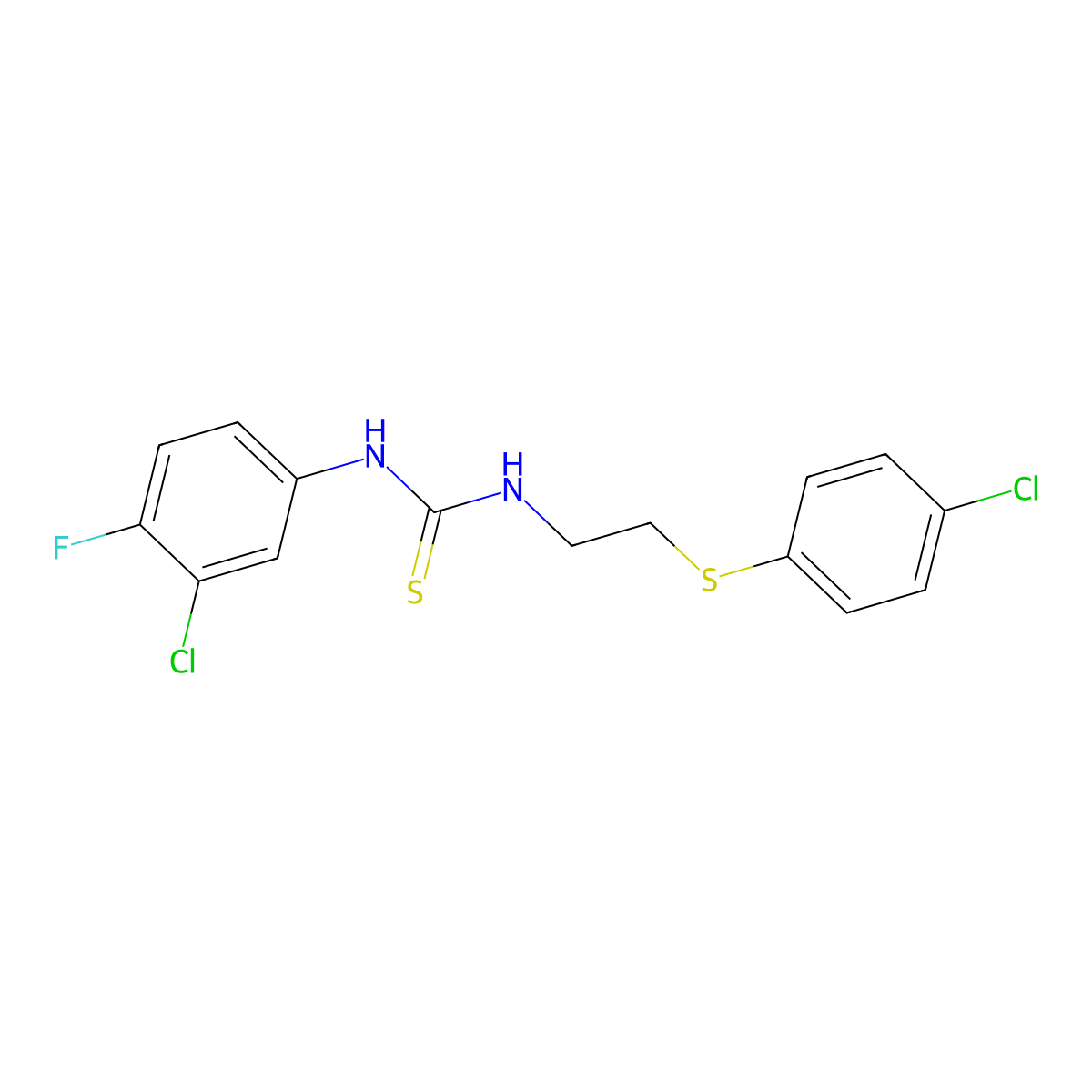 1-(3-Chloro-4-fluorophenyl)-3-[2-(4-chlorophenyl)sulfanylethyl]thiourea molecular structure, CAS 708282-18-2