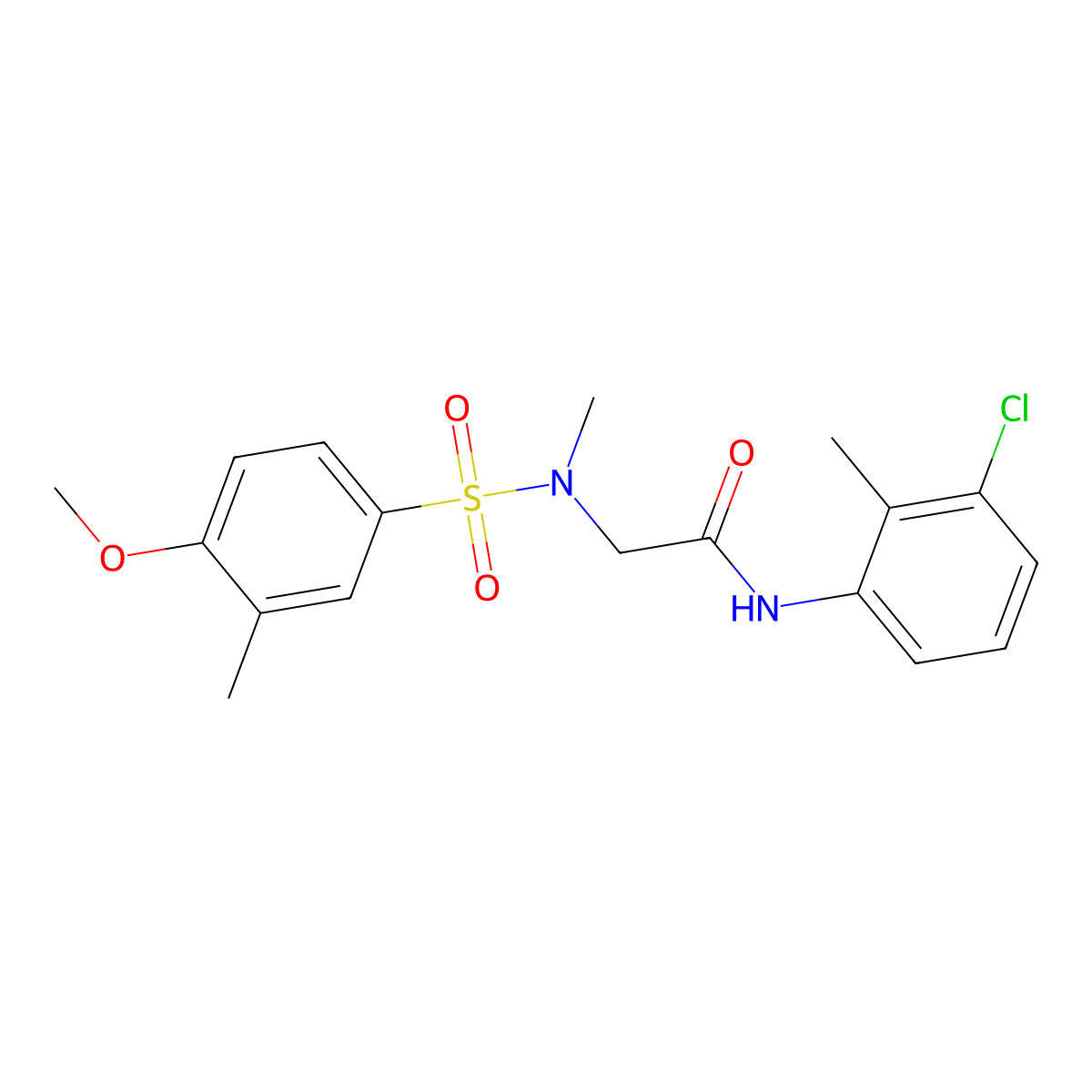N-(3-chloro-2-methylphenyl)-2-[(4-methoxy-3-methylphenyl)sulfonyl-methylamino]acetamide molecular structure, CAS 708282-64-8