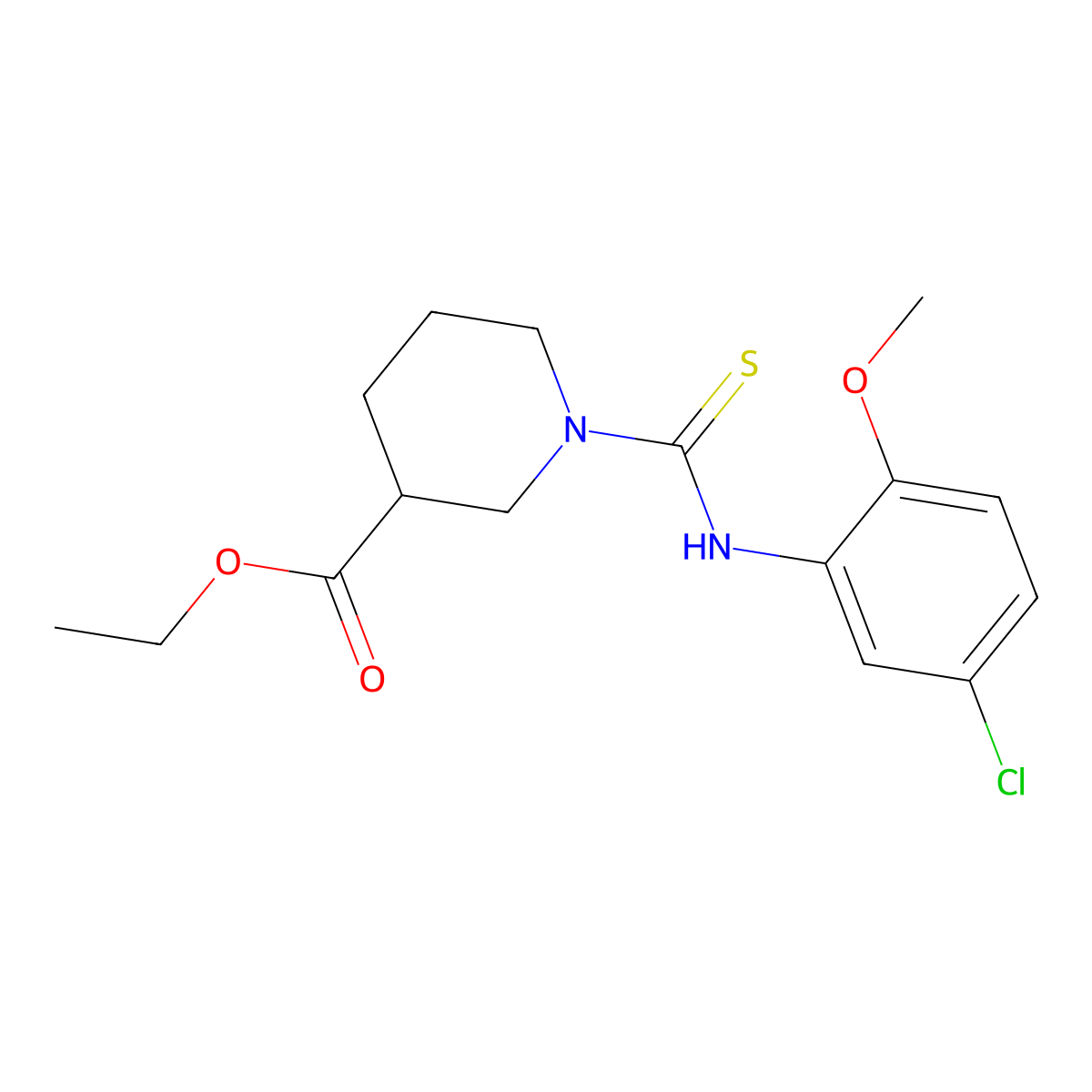 Ethyl 1-[(5-chloro-2-methoxyphenyl)carbamothioyl]piperidine-3-carboxylate molecular structure, CAS 708282-67-1