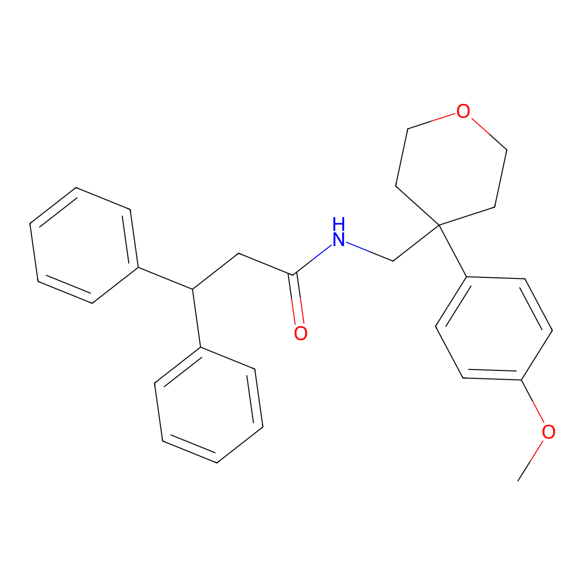 N-[[4-(4-methoxyphenyl)oxan-4-yl]methyl]-3,3-diphenylpropanamide molecular structure, CAS 708282-70-6