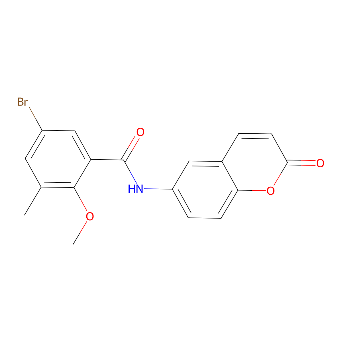 5-bromo-2-methoxy-3-methyl-N-(2-oxo-2H-chromen-6-yl)benzamide molecular structure, CAS 708282-87-5
