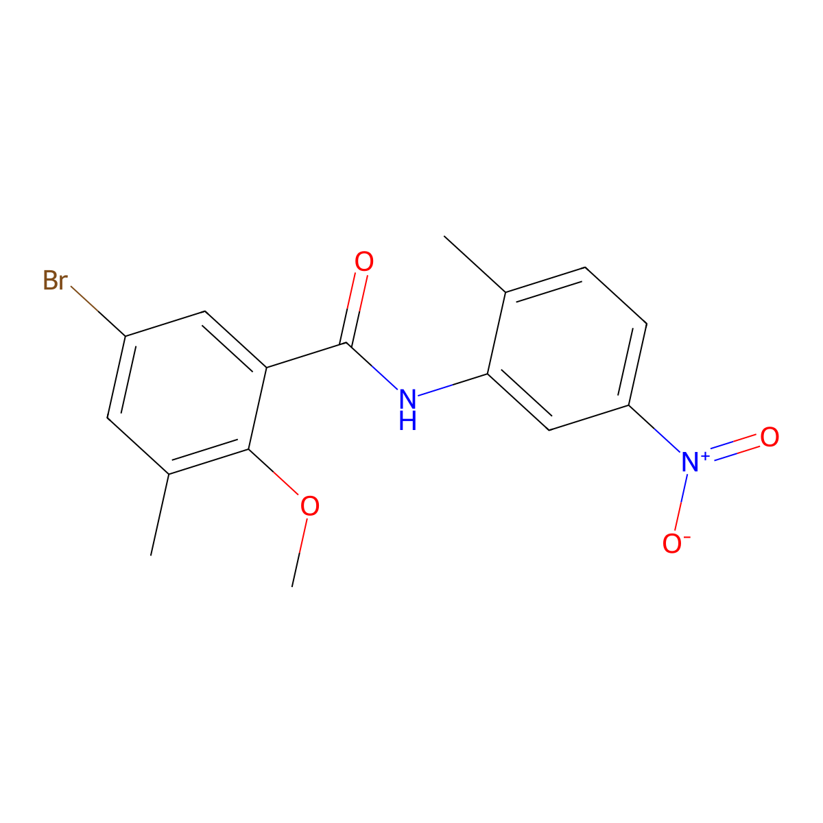 5-bromo-2-methoxy-3-methyl-N-(2-methyl-5-nitrophenyl)benzamide molecular structure, CAS 708282-92-2