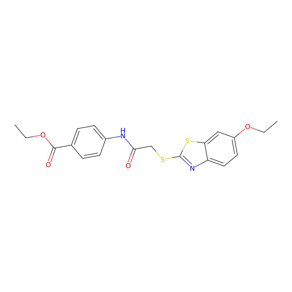 Ethyl 4-({[(6-ethoxy-1,3-benzothiazol-2-yl)sulfanyl]acetyl}amino)benzoate molecular structure, CAS 708282-95-5