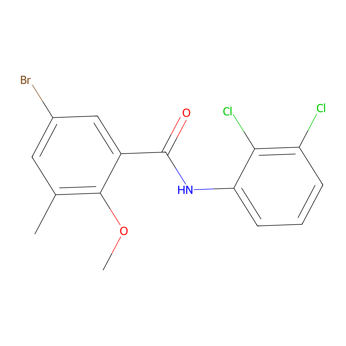 5-bromo-N-(2,3-dichlorophenyl)-2-methoxy-3-methylbenzamide molecular structure, CAS 708283-04-9