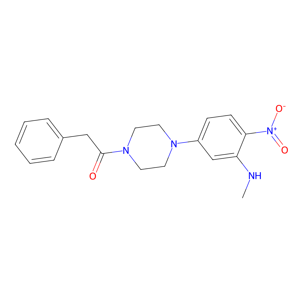 1-[4-[3-(Methylamino)-4-nitrophenyl]piperazin-1-yl]-2-phenylethanone molecular structure, CAS 708283-05-0