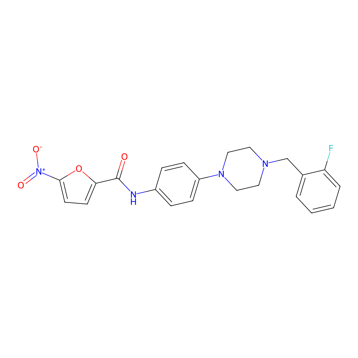 N-[4-[4-[(2-fluorophenyl)methyl]piperazin-1-yl]phenyl]-5-nitrofuran-2-carboxamide molecular structure, CAS 708283-06-1