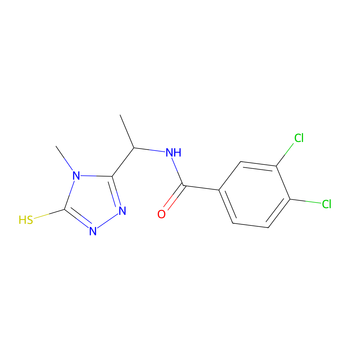 3,4-dichloro-N-[1-(4-methyl-5-sulfanyl-4H-1,2,4-triazol-3-yl)ethyl]benzamide molecular structure, CAS 708283-09-4