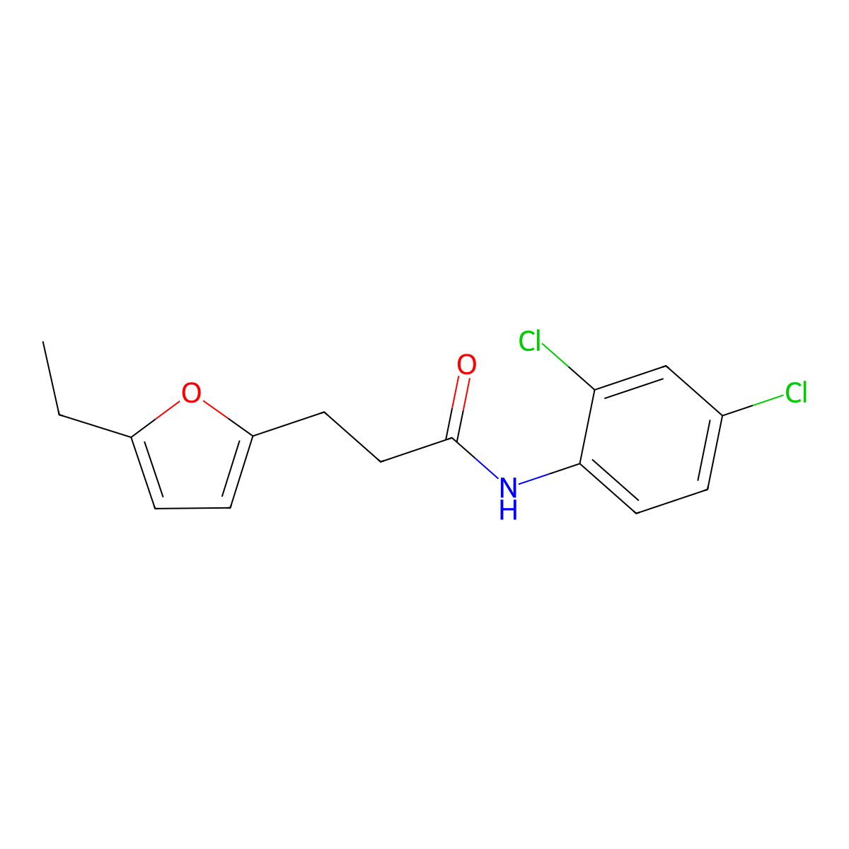 N-(2,4-dichlorophenyl)-3-(5-ethylfuran-2-yl)propanamide molecular structure, CAS 708283-14-1