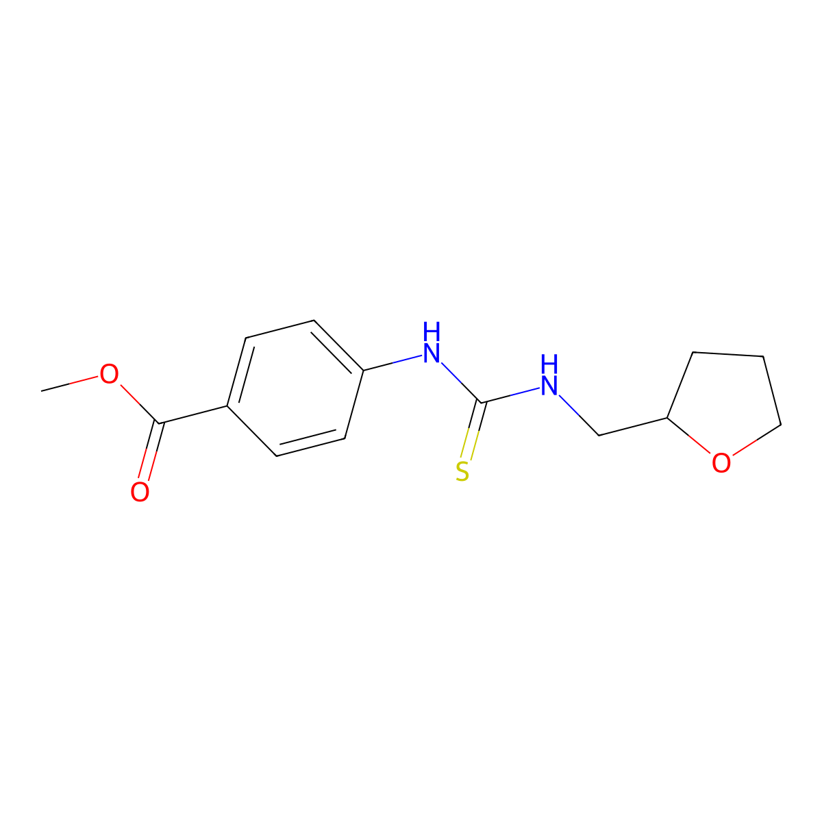 Methyl 4-{[(tetrahydrofuran-2-ylmethyl)carbamothioyl]amino}benzoate molecular structure, CAS 708283-21-0