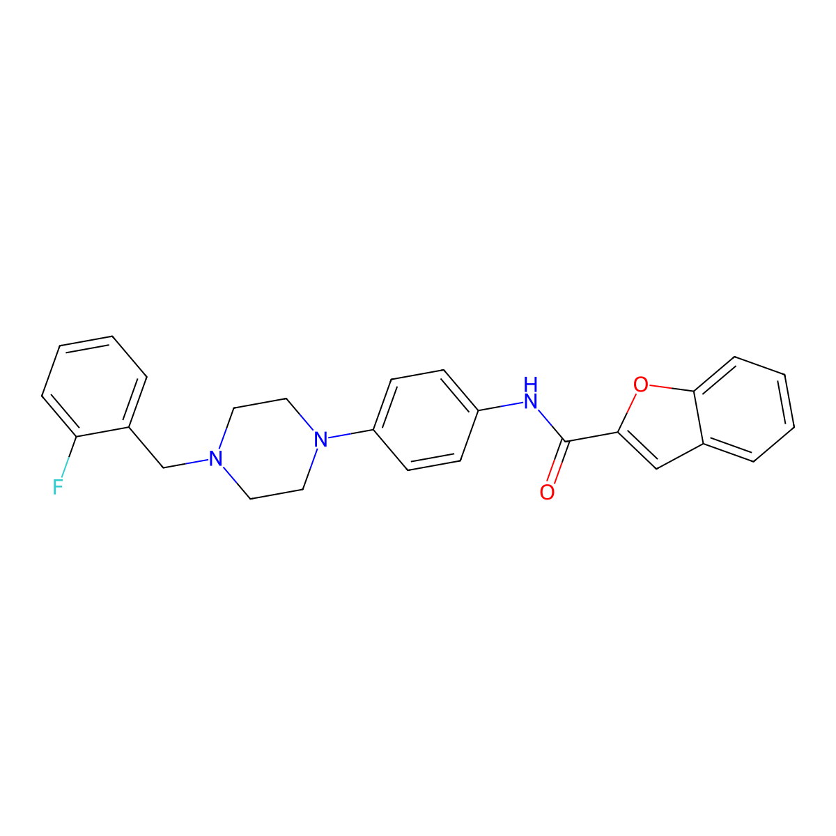 N-[4-[4-[(2-fluorophenyl)methyl]piperazin-1-yl]phenyl]-1-benzofuran-2-carboxamide molecular structure, CAS 708283-44-7