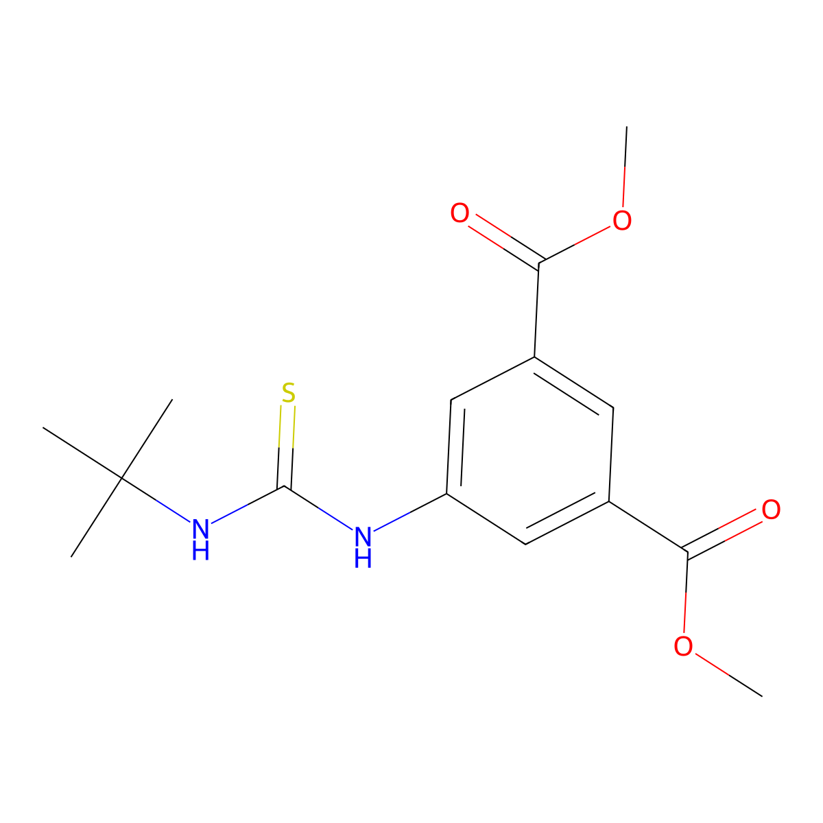 Dimethyl 5-[(tert-butylcarbamothioyl)amino]benzene-1,3-dicarboxylate molecular structure, CAS 708283-54-9