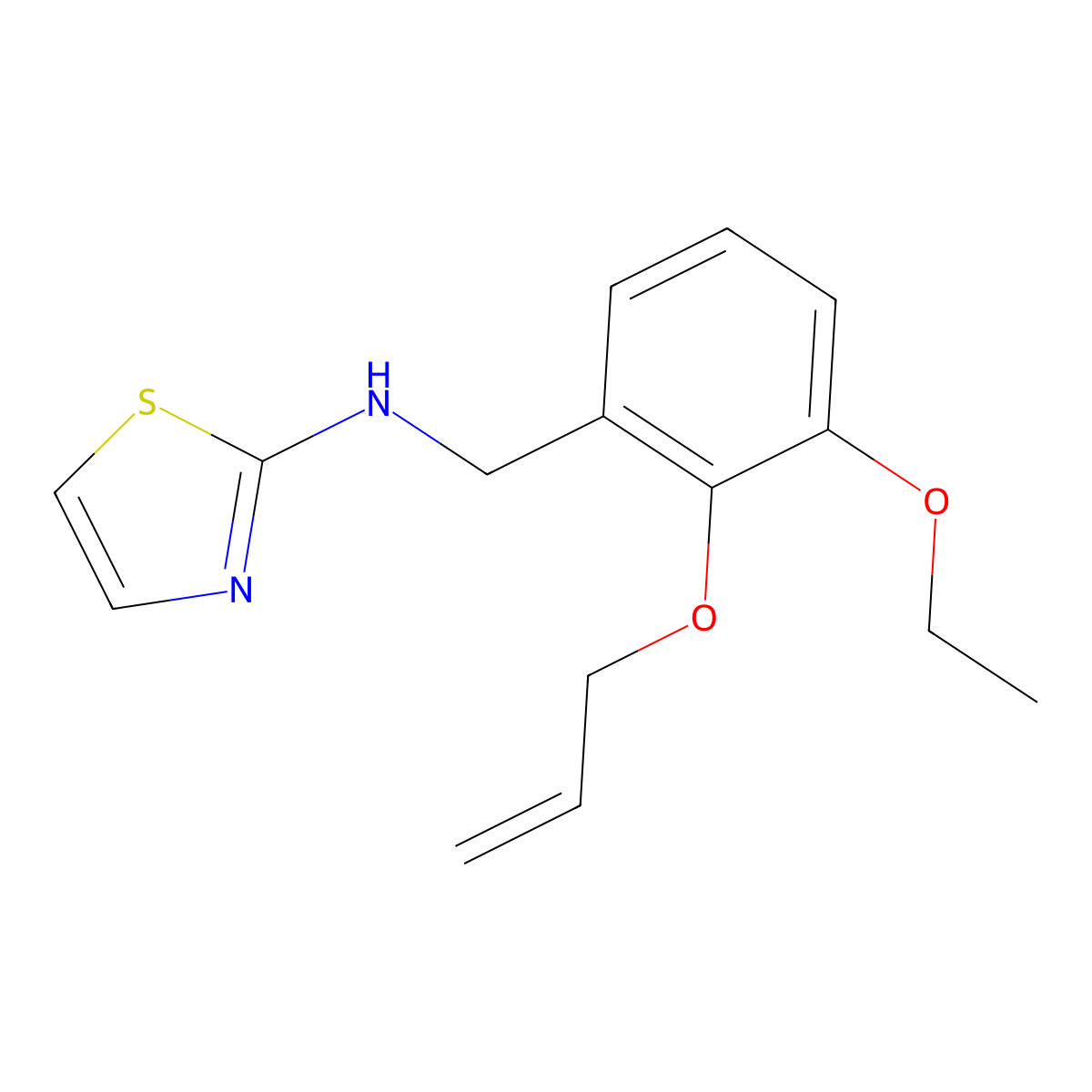 N-[(3-ethoxy-2-prop-2-enoxyphenyl)methyl]-2-thiazolamine molecular structure, CAS 708283-58-3