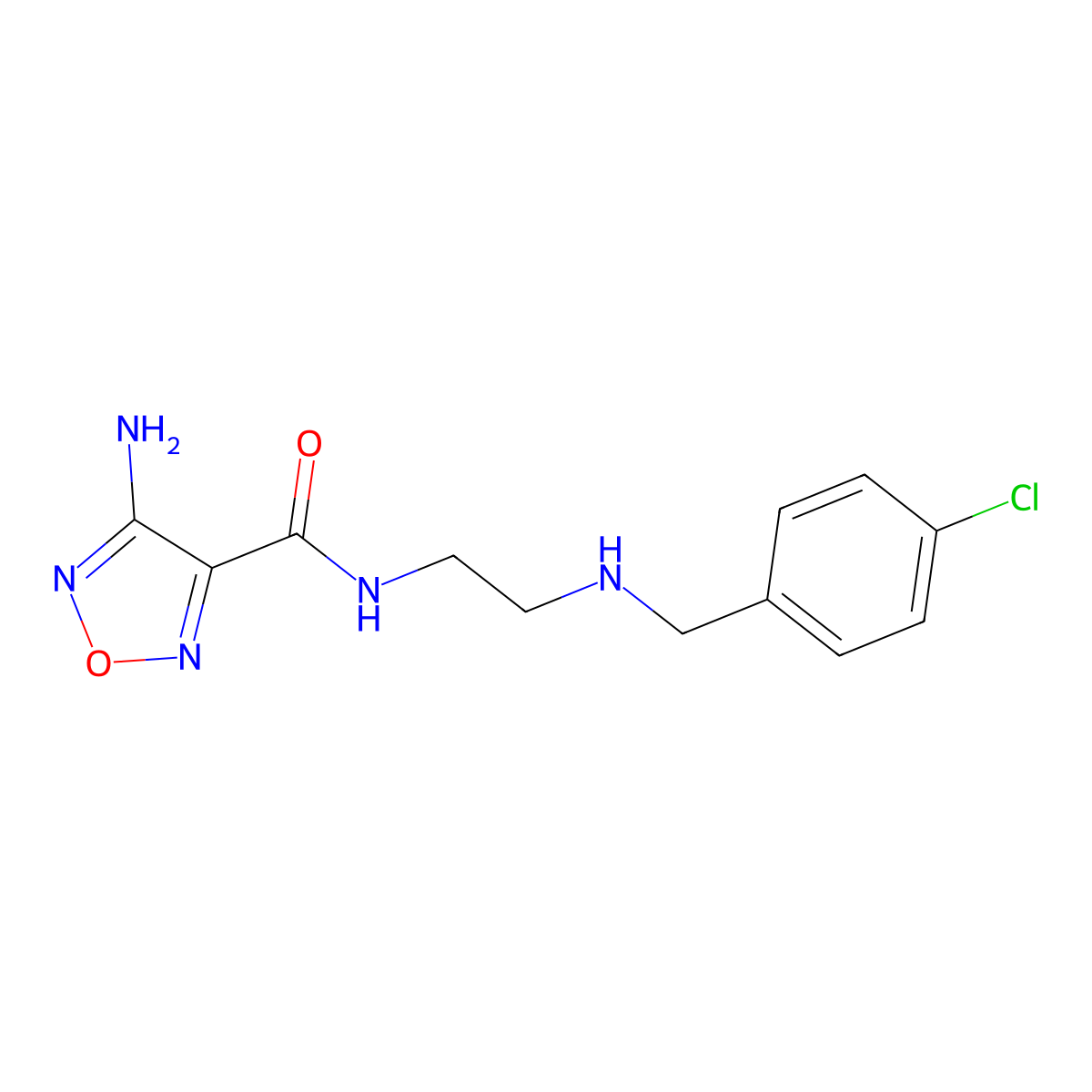 4-amino-N-{2-[(4-chlorobenzyl)amino]ethyl}-1,2,5-oxadiazole-3-carboxamide molecular structure, CAS 708283-72-1