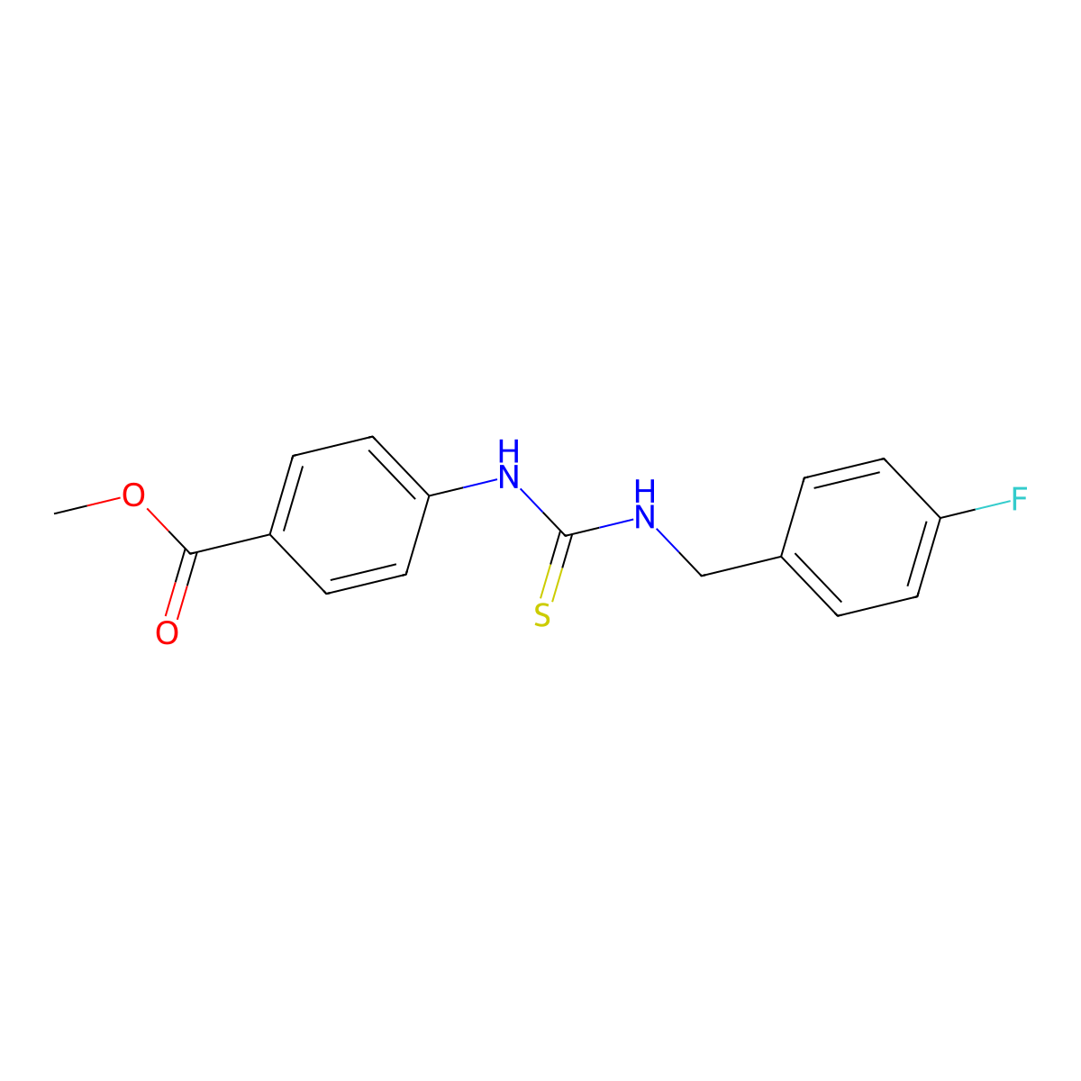 Methyl 4-{[(4-fluorobenzyl)carbamothioyl]amino}benzoate molecular structure, CAS 708283-74-3