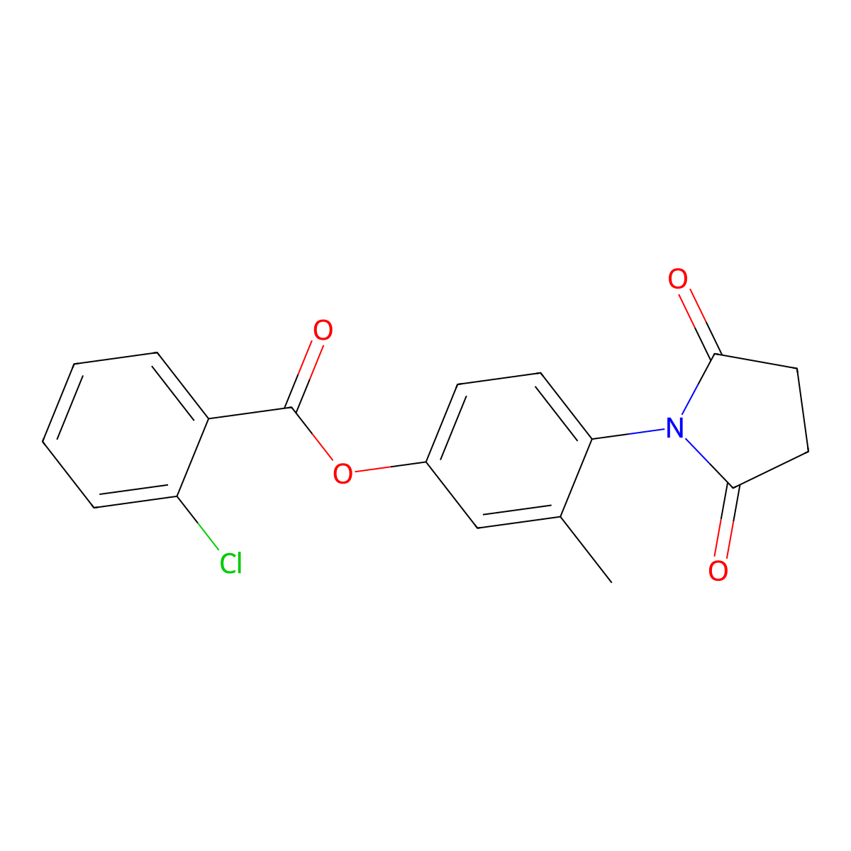 4-(2,5-Dioxopyrrolidin-1-yl)-3-methylphenyl 2-chlorobenzoate molecular structure, CAS 708283-82-3