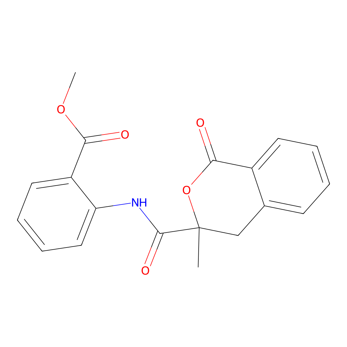 2-[(3-Methyl-1-oxo-isochroman-3-carbonyl)-amino]-benzoic acid methyl ester molecular structure, CAS 708283-88-9