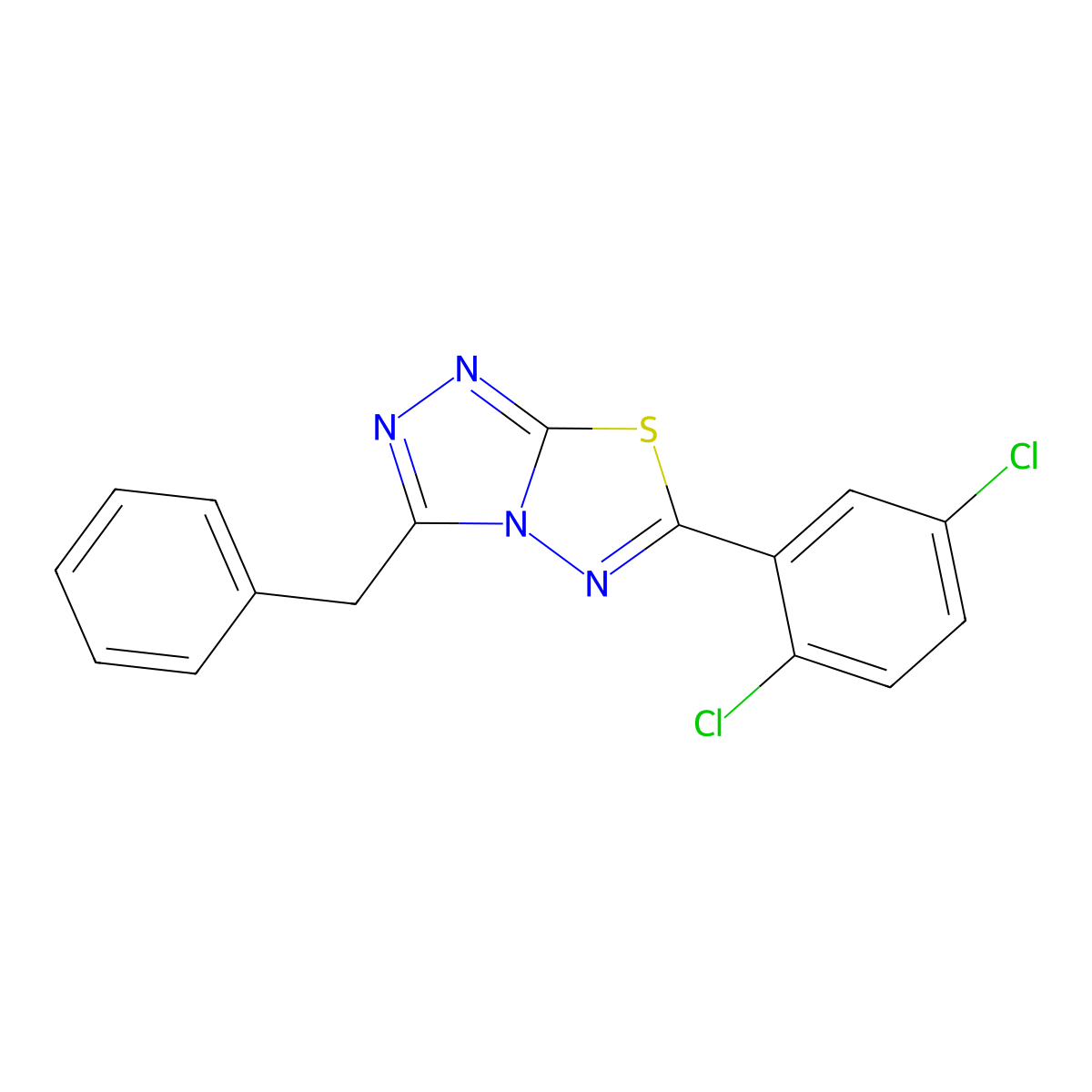 3-Benzyl-6-(2,5-dichlorophenyl)[1,2,4]triazolo[3,4-b][1,3,4]thiadiazole molecular structure, CAS 708283-90-3