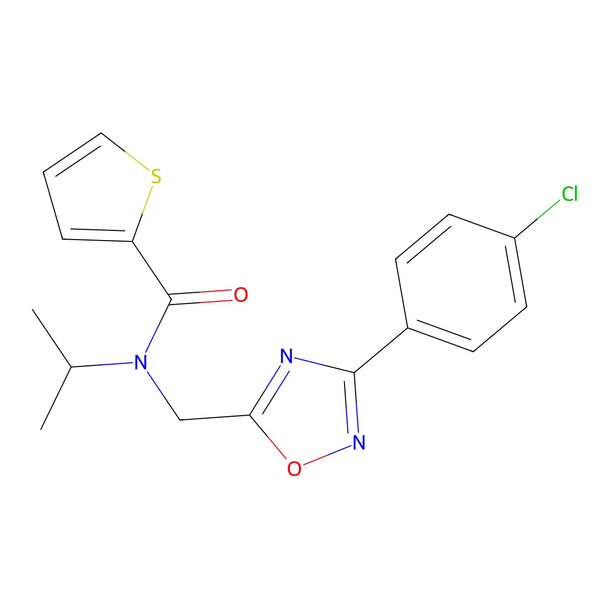 N-{[3-(4-chlorophenyl)-1,2,4-oxadiazol-5-yl]methyl}-N-isopropyl-2-thiophenecarboxamide molecular structure, CAS 708283-97-0