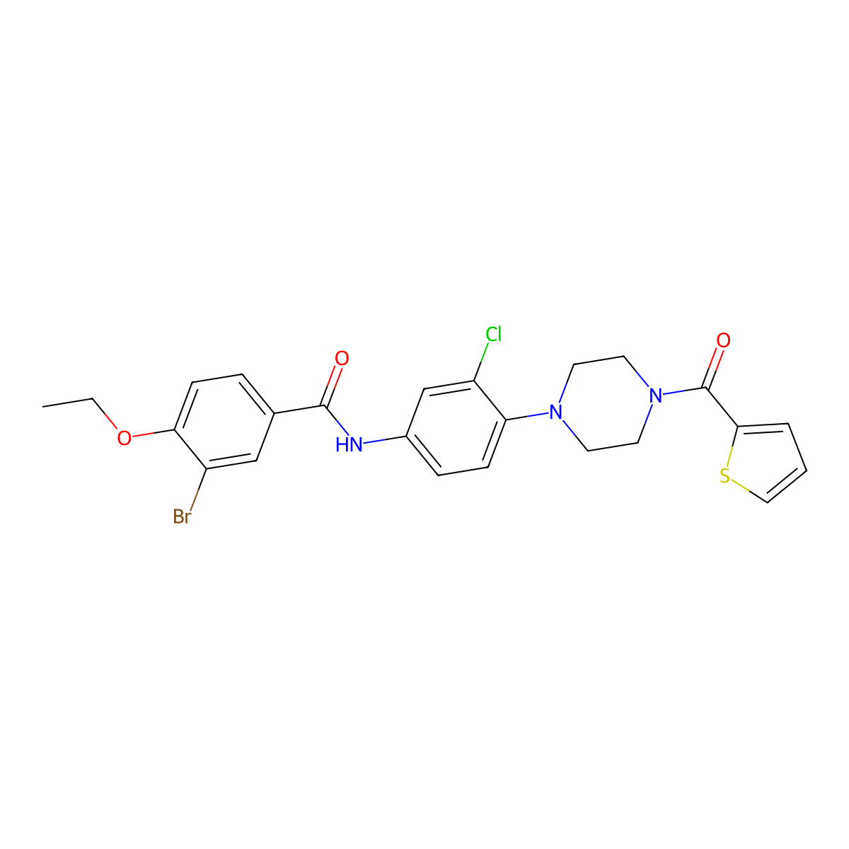 3-bromo-N-[3-chloro-4-[4-(thiophene-2-carbonyl)piperazin-1-yl]phenyl]-4-ethoxybenzamide molecular structure, CAS 708283-98-1
