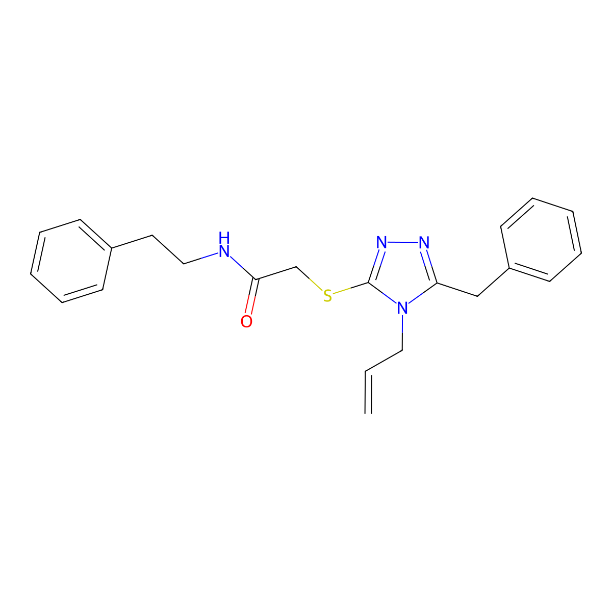2-{[5-benzyl-4-(prop-2-en-1-yl)-4H-1,2,4-triazol-3-yl]sulfanyl}-N-(2-phenylethyl)acetamide molecular structure, CAS 708284-12-2