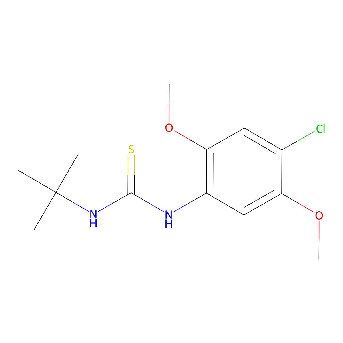 1-Tert-butyl-3-(4-chloro-2,5-dimethoxyphenyl)thiourea molecular structure, CAS 708284-17-7