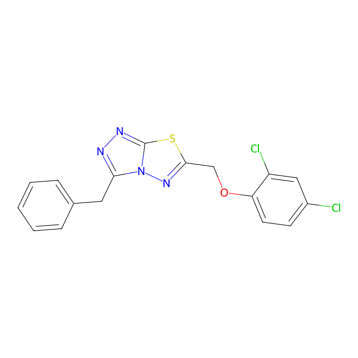 3-Benzyl-6-[(2,4-dichlorophenoxy)methyl]-[1,2,4]triazolo[3,4-b][1,3,4]thiadiazole molecular structure, CAS 708284-26-8