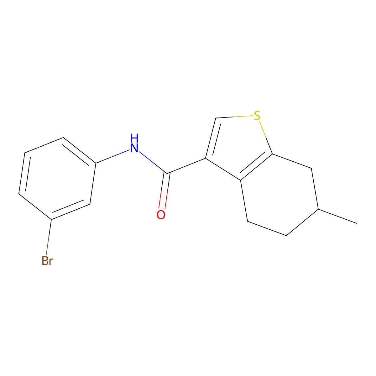 N-(3-bromophenyl)-6-methyl-4,5,6,7-tetrahydro-1-benzothiophene-3-carboxamide molecular structure, CAS 708284-40-6