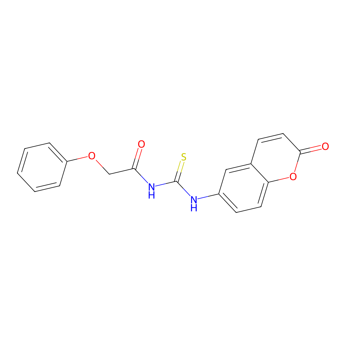 N-[(2-oxochromen-6-yl)carbamothioyl]-2-phenoxyacetamide molecular structure, CAS 708284-41-7