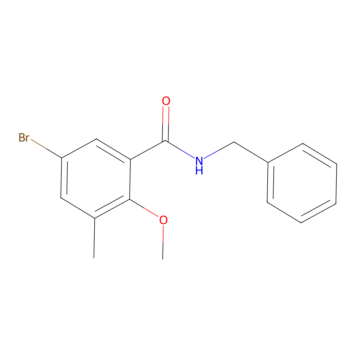 N-benzyl-5-bromo-2-methoxy-3-methylbenzamide molecular structure, CAS 708284-50-8