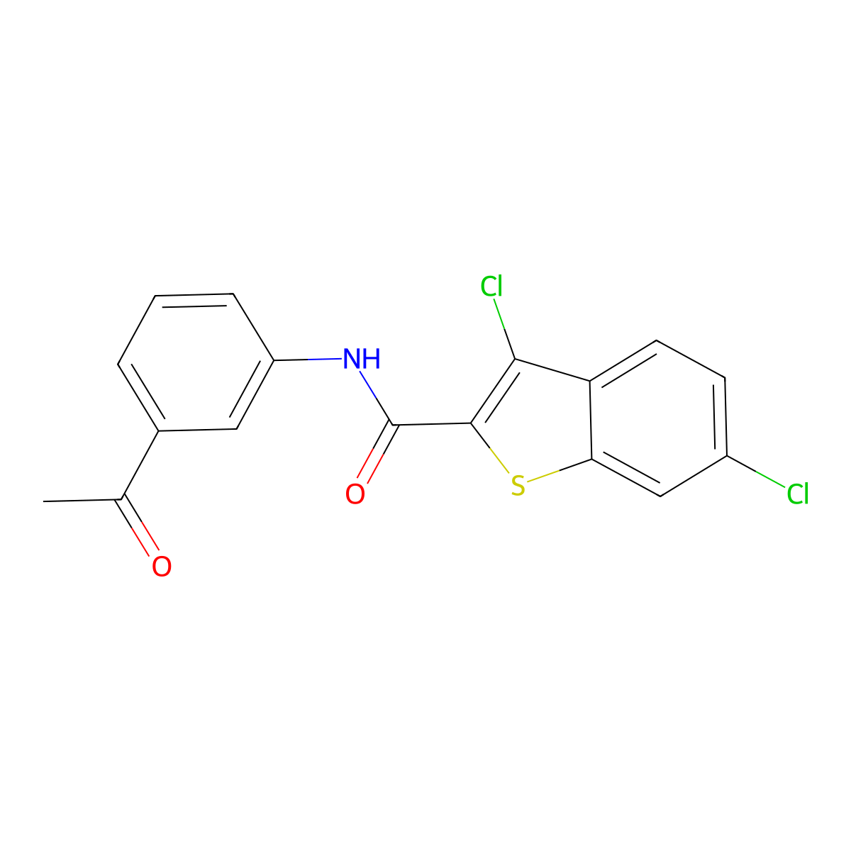 N-(3-acetylphenyl)-3,6-dichloro-1-benzothiophene-2-carboxamide molecular structure, CAS 708284-69-9