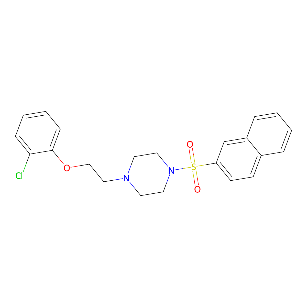 1-[2-(2-Chlorophenoxy)ethyl]-4-naphthalen-2-ylsulfonylpiperazine molecular structure, CAS 708284-72-4